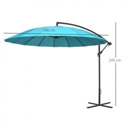Outsunny Parasols Parasol Déporté Rond Inclinable Vert -Tapis extérieur Soldes parasol deporte rond inclinable vert 2