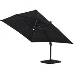 Tapis extérieur Soldes 16 Avril Paris Parasols Parasol Déporté Rotatif Aluminium Avec LED 3x4m Antracite