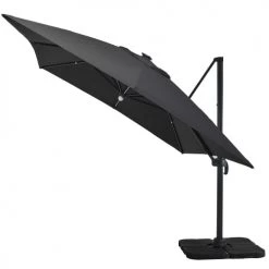 Avril Paris Parasols Parasol Déporté Rotatif Aluminium Avec LED 3x4m Antracite -Tapis extérieur Soldes parasol deporte rotatif aluminium avec led 3x4m antracite 5