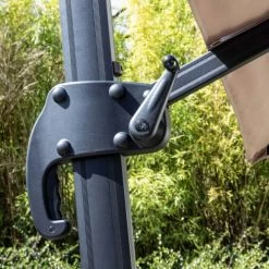 Oviala Parasols Parasol Déporté Rotatif Carré 3x3m En Aluminium Beige -Tapis extérieur Soldes parasol deporte rotatif carre 3x3m en aluminium beige 3