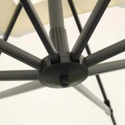 Oviala Parasols Parasol Déporté Rotatif Carré 3x3m En Aluminium écru -Tapis extérieur Soldes parasol deporte rotatif carre 3x3m en aluminium ecru 4