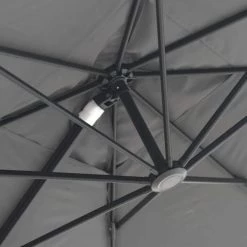 Oviala Parasols Parasol Déporté Rotatif Carré 3x3m En Aluminium Gris -Tapis extérieur Soldes parasol deporte rotatif carre 3x3m en aluminium gris 4