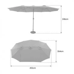 Happy Garden Parasols Parasol Double Ovale 2,7x4,6m En Acier Et Toile Gris -Tapis extérieur Soldes parasol double ovale 2 7x4 6m en acier et toile gris 3