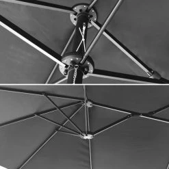 Happy Garden Parasols Parasol Double Ovale 2x4m En Acier Et Toile Grise -Tapis extérieur Soldes parasol double ovale 2x4m en acier et toile grise 2