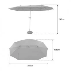 Happy Garden Parasols Parasol Double Ovale 2x4m En Acier Et Toile Grise -Tapis extérieur Soldes parasol double ovale 2x4m en acier et toile grise 3
