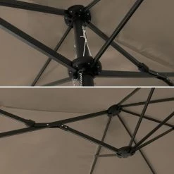 Happy Garden Parasols Parasol Double Ovale 2x4m En Acier Et Toile Taupe -Tapis extérieur Soldes parasol double ovale 2x4m en acier et toile taupe 2