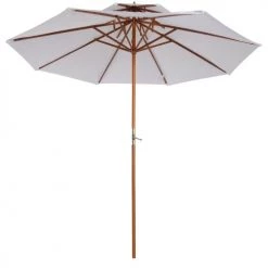 Outsunny Parasols Parasol Droit Bois Peuplier Blanc -Tapis extérieur Soldes parasol droit bois peuplier blanc 2