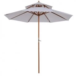Outsunny Parasols Parasol Droit Bois Peuplier Blanc