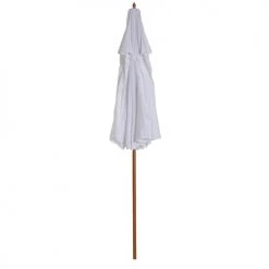 Outsunny Parasols Parasol Droit Bois Peuplier Blanc -Tapis extérieur Soldes parasol droit bois peuplier blanc 3