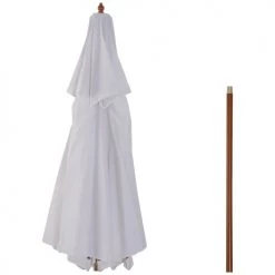 Outsunny Parasols Parasol Droit Bois Peuplier Blanc -Tapis extérieur Soldes parasol droit bois peuplier blanc 4