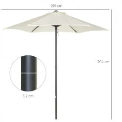 Outsunny Parasols Parasol Droit De Jardin Mât Alu Polyester Beige -Tapis extérieur Soldes parasol droit de jardin mat alu polyester beige 2