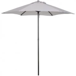 Outsunny Parasols Parasol Droit De Jardin Mât Alu Polyester Gris Clair