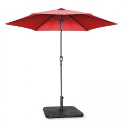 Oviala Parasols Parasol Droit Inclinable Et 4 Dalles à Remplir Aluminium Rouge -Tapis extérieur Soldes parasol droit inclinable et 4 dalles a remplir aluminium rouge 2