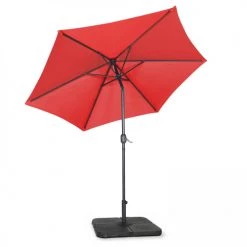 Oviala Parasols Parasol Droit Inclinable Et 4 Dalles à Remplir Aluminium Rouge -Tapis extérieur Soldes parasol droit inclinable et 4 dalles a remplir aluminium rouge 5