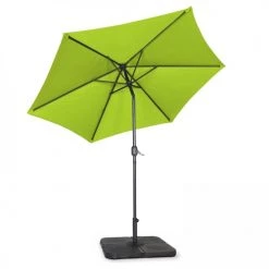 Oviala Parasols Parasol Droit Inclinable Et 4 Dalles à Remplir Aluminium Vert -Tapis extérieur Soldes parasol droit inclinable et 4 dalles a remplir aluminium vert 5