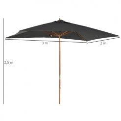 Outsunny Parasols Parasol Droit Rectangulaire Anthracite -Tapis extérieur Soldes parasol droit rectangulaire anthracite 2