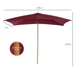 Outsunny Parasols Parasol Droit Rectangulaire Bordeaux 10 Outsunny Parasols Parasol Droit Rectangulaire Bordeaux -Tapis extérieur Soldes parasol droit rectangulaire bordeaux 2