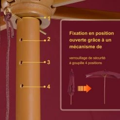 Outsunny Parasols Parasol Droit Rectangulaire Bordeaux 11 Outsunny Parasols Parasol Droit Rectangulaire Bordeaux -Tapis extérieur Soldes parasol droit rectangulaire bordeaux 3