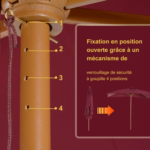 Outsunny Parasols Parasol Droit Rectangulaire Bordeaux 6 Outsunny Parasols Parasol Droit Rectangulaire Bordeaux – Image 4