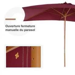 Outsunny Parasols Parasol Droit Rectangulaire Bordeaux 12 Outsunny Parasols Parasol Droit Rectangulaire Bordeaux -Tapis extérieur Soldes parasol droit rectangulaire bordeaux 4