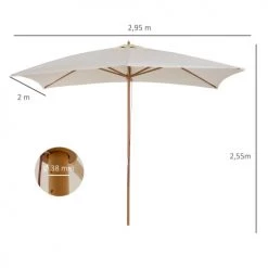 Outsunny Parasols Parasol Droit Rectangulaire Crème -Tapis extérieur Soldes parasol droit rectangulaire creme 2