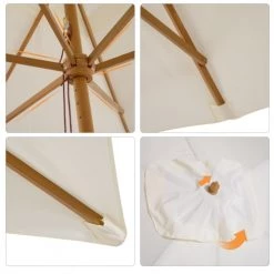 Outsunny Parasols Parasol Droit Rectangulaire Crème -Tapis extérieur Soldes parasol droit rectangulaire creme 5