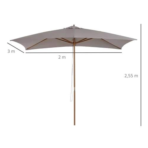 Outsunny Parasols Parasol Droit Rectangulaire Gris 5 Outsunny Parasols Parasol Droit Rectangulaire Gris – Image 3