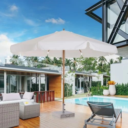 Outsunny Parasols Parasol Droit Rond Bois De Bambou Crème 4 Outsunny Parasols Parasol Droit Rond Bois De Bambou Crème – Image 2