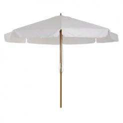 Outsunny Parasols Parasol Droit Rond Bois De Bambou Crème