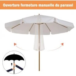 Outsunny Parasols Parasol Droit Rond Bois De Bambou Crème 11 Outsunny Parasols Parasol Droit Rond Bois De Bambou Crème -Tapis extérieur Soldes parasol droit rond bois de bambou creme 3