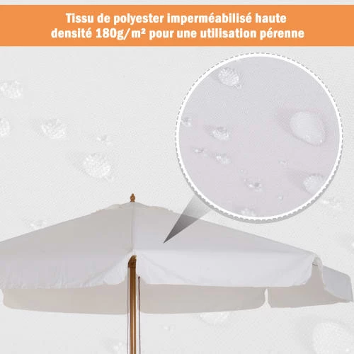 Outsunny Parasols Parasol Droit Rond Bois De Bambou Crème 7 Outsunny Parasols Parasol Droit Rond Bois De Bambou Crème – Image 5