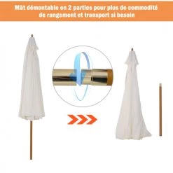 Outsunny Parasols Parasol Droit Rond Bois De Bambou Crème 13 Outsunny Parasols Parasol Droit Rond Bois De Bambou Crème -Tapis extérieur Soldes parasol droit rond bois de bambou creme 5