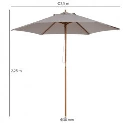 Outsunny Parasols Parasol Droit Rond Grande Taille De Jardin Bambou Gris D2,5cm 10 Outsunny Parasols Parasol Droit Rond Grande Taille De Jardin Bambou Gris D2,5cm -Tapis extérieur Soldes parasol droit rond grande taille de jardin bambou gris d2 5cm 2