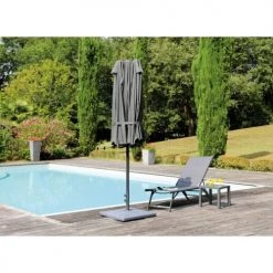 Proloisirs Parasols Parasol En Acier 4.5x2.7 M Ovale Taupe -Tapis extérieur Soldes parasol en acier 4 5x2 7 m ovale taupe 2