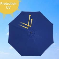 Outsunny Parasols Parasol En Aluminium Rond Inclinable Bleu 12 Outsunny Parasols Parasol En Aluminium Rond Inclinable Bleu -Tapis extérieur Soldes parasol en aluminium rond inclinable bleu 4