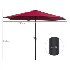 Outsunny Parasols Parasol En Aluminium Rond Inclinable Bordeaux -Tapis extérieur Soldes parasol en aluminium rond inclinable bordeaux 2
