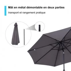 Outsunny Parasols Parasol En Aluminium Rond Inclinable Gris 13 Outsunny Parasols Parasol En Aluminium Rond Inclinable Gris -Tapis extérieur Soldes parasol en aluminium rond inclinable gris 5