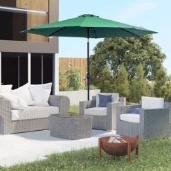 Outsunny Parasols Parasol En Aluminium Rond Inclinable Vert -Tapis extérieur Soldes parasol en aluminium rond inclinable vert 1