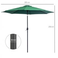 Outsunny Parasols Parasol En Aluminium Rond Inclinable Vert -Tapis extérieur Soldes parasol en aluminium rond inclinable vert 2