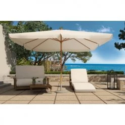 Concept Usine Parasols Parasol En Bois 3 X 3 M écru -Tapis extérieur Soldes parasol en bois 3 x 3 m ecru 2