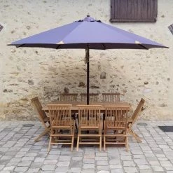 Gecko Jardin Parasols Parasol Gris En Bois 350 Cm -Tapis extérieur Soldes parasol gris en bois 350 cm 3