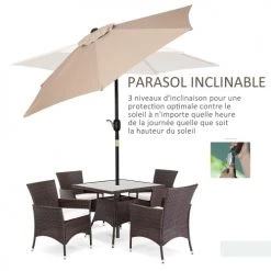 Outsunny Parasols Parasol Hexagonal Inclinable Beige 11 Outsunny Parasols Parasol Hexagonal Inclinable Beige -Tapis extérieur Soldes parasol hexagonal inclinable beige 3