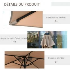 Outsunny Parasols Parasol Hexagonal Inclinable Beige 13 Outsunny Parasols Parasol Hexagonal Inclinable Beige -Tapis extérieur Soldes parasol hexagonal inclinable beige 5