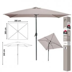 Wadiga Parasols Parasol Inclinable Avec Manivelle En Aluminium Et Toile Gris Taupe -Tapis extérieur Soldes parasol inclinable avec manivelle en aluminium et toile gris taupe 1