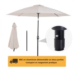 Outsunny Parasols Parasol Inclinable Crème -Tapis extérieur Soldes parasol inclinable creme 4