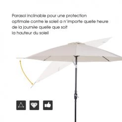 Outsunny Parasols Parasol Inclinable Crème -Tapis extérieur Soldes parasol inclinable creme 5