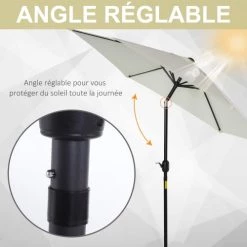 Outsunny Parasols Parasol Inclinable De Jardin Crème -Tapis extérieur Soldes parasol inclinable de jardin creme 3
