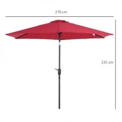 Outsunny Parasols Parasol Inclinable De Jardin Rouge Vineux -Tapis extérieur Soldes parasol inclinable de jardin rouge vineux 2
