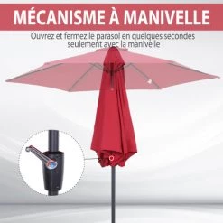 Outsunny Parasols Parasol Inclinable De Jardin Rouge Vineux -Tapis extérieur Soldes parasol inclinable de jardin rouge vineux 5