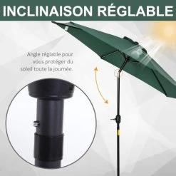 Outsunny Parasols Parasol Inclinable De Jardin Vert -Tapis extérieur Soldes parasol inclinable de jardin vert 4